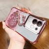 KEYSION Shockproof Plating Phone Case for VIVO Y29 4G Clear Soft TPU Glitter Jewelled Swan Kickstand Back Cover for IQOO Z10X 5G