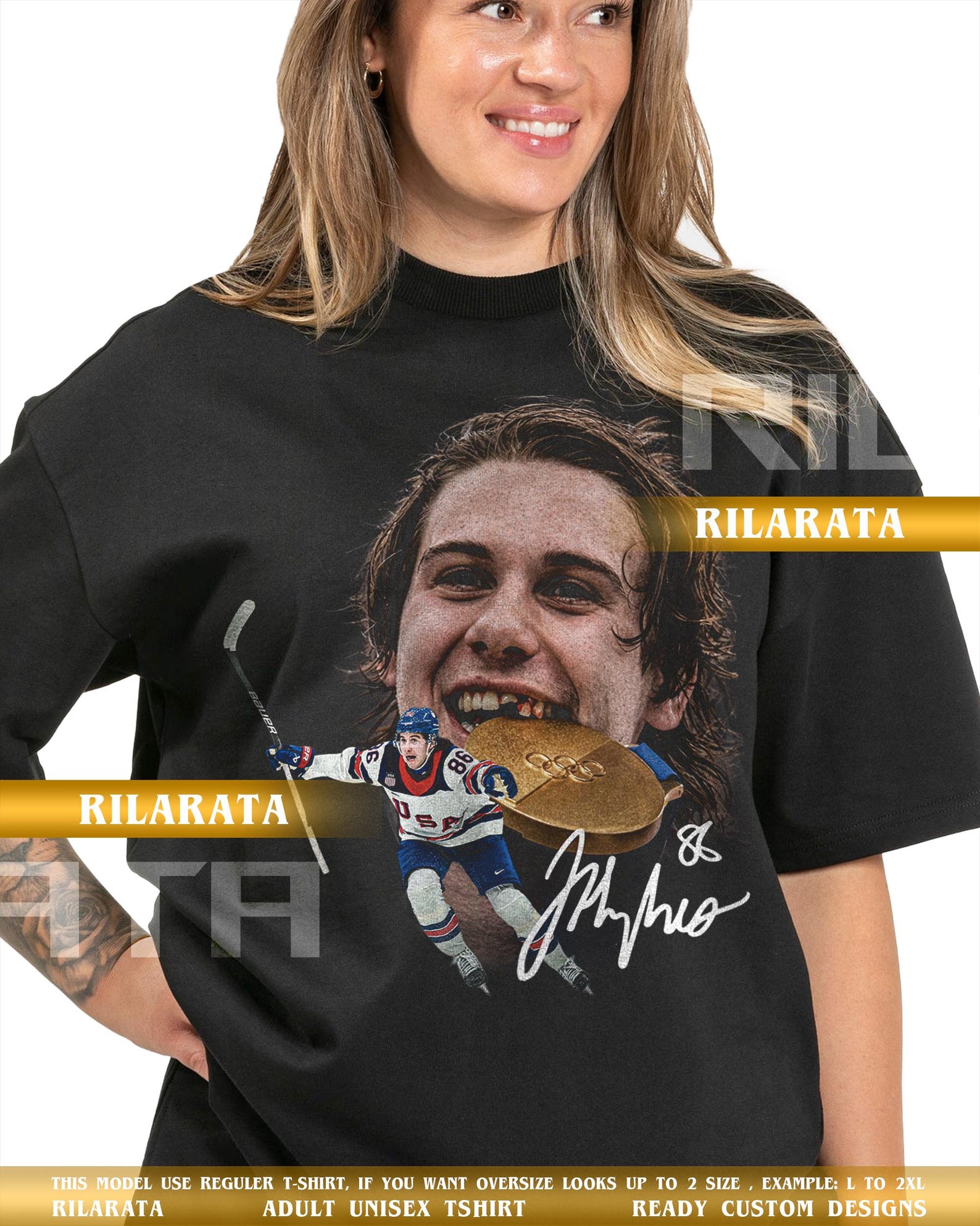 Jack Hughes Teeth Big Head Ice Hockey Gold Medal Golden Moment Vintage T-Shirt Gift for Women and Man Shirt Unisex Tee Sport SweaT-Shirt 2XL