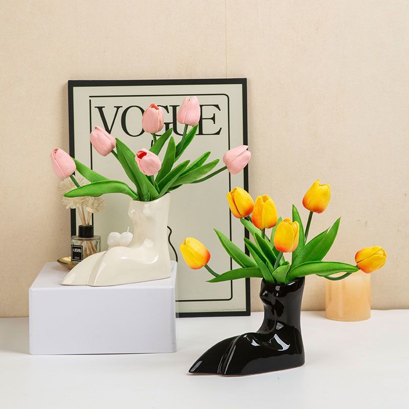 Creative Irregular Body Ceramic Vase Modern Abstract Figure Hydroponic Vase Crafts Flower Arrangement Interior Home Decoration