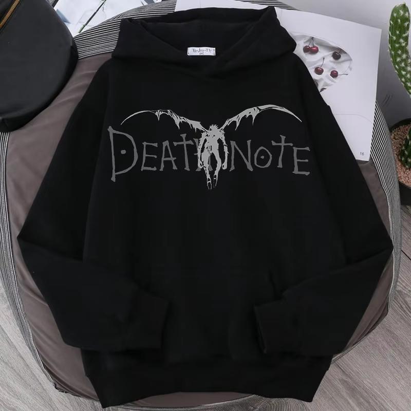 Sudadera con capucha unisex para hombre y mujer, estampado de Ryuk de Anime Death Note, sudadera informal holgada, ropa urbana vintage, tejido de algodón suave
