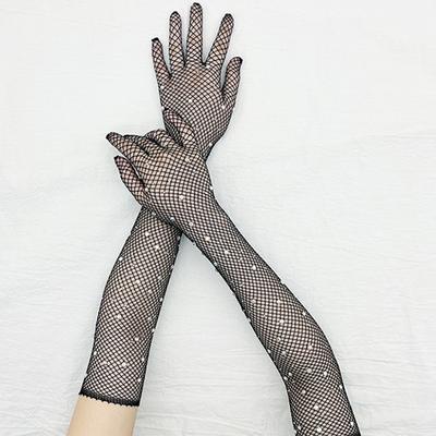Black White Red Long Mesh Gloves With S Hollow Fishing Net Gloves