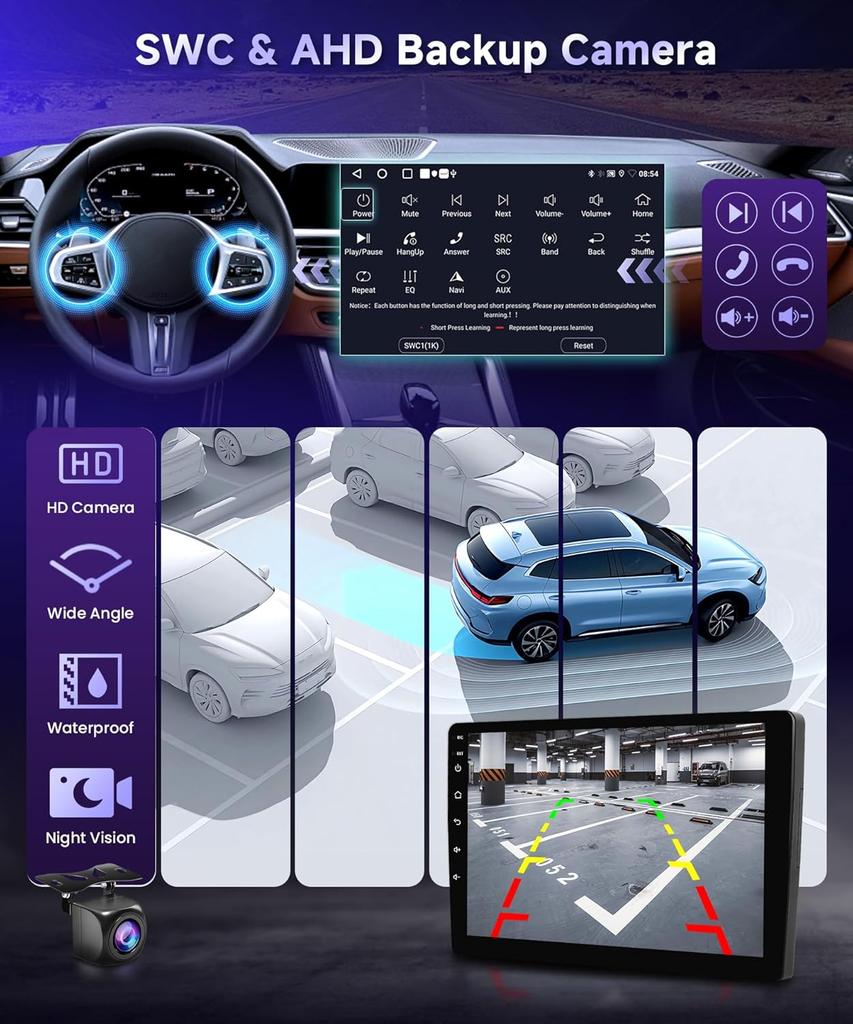 Car Stereo for Honda Civic 2001-2005, 9' HD Touch Screen, CarPlay, Android Auto, Bluetooth, GPS, WiFi, Backup Camera