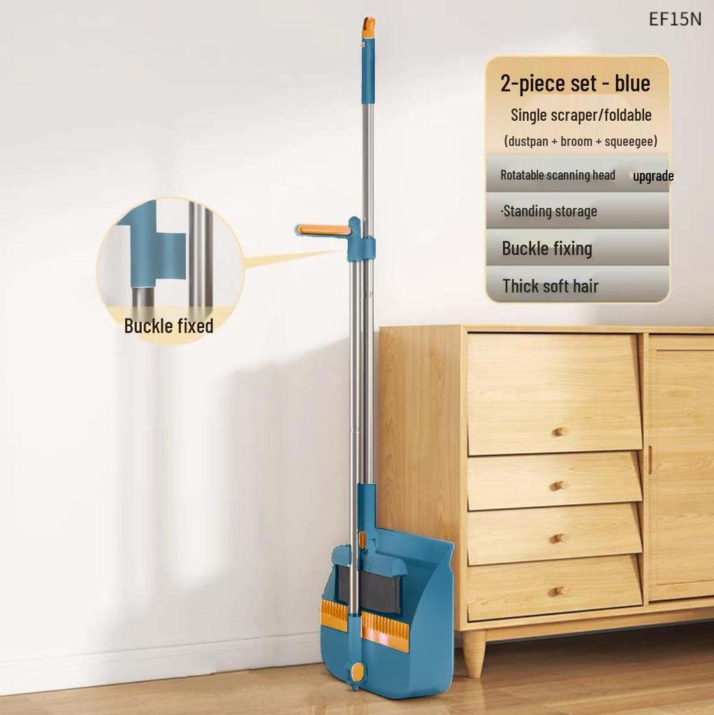 Large Soft Bristle Broom & Dustpan Set - Non-Stick Hair Cleaning, Two-Piece Sweeping Combo