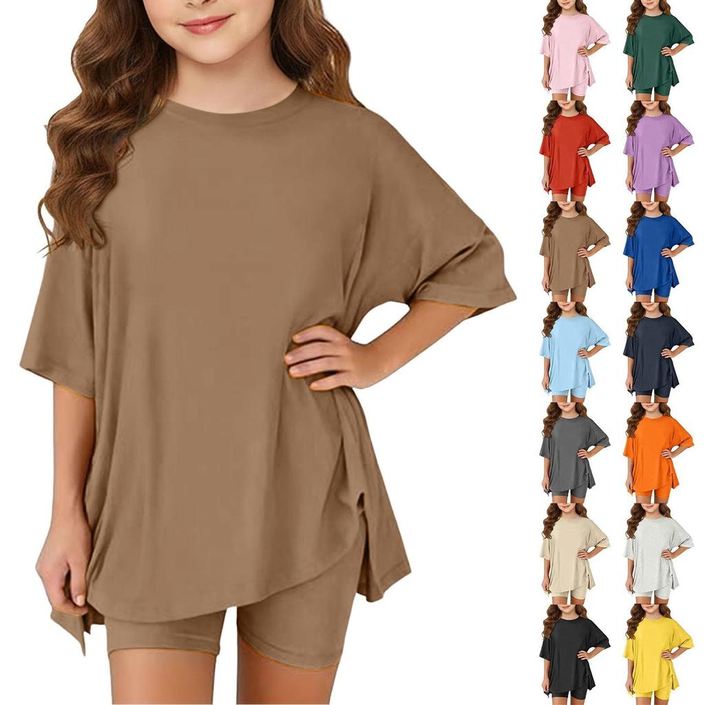 Sommeroutfits für Mädchen, 2-teilige Sets aus Hemden und Shorts, Frühlingsoutfits, Sportshorts-Sets für Teenager-Mädchen
