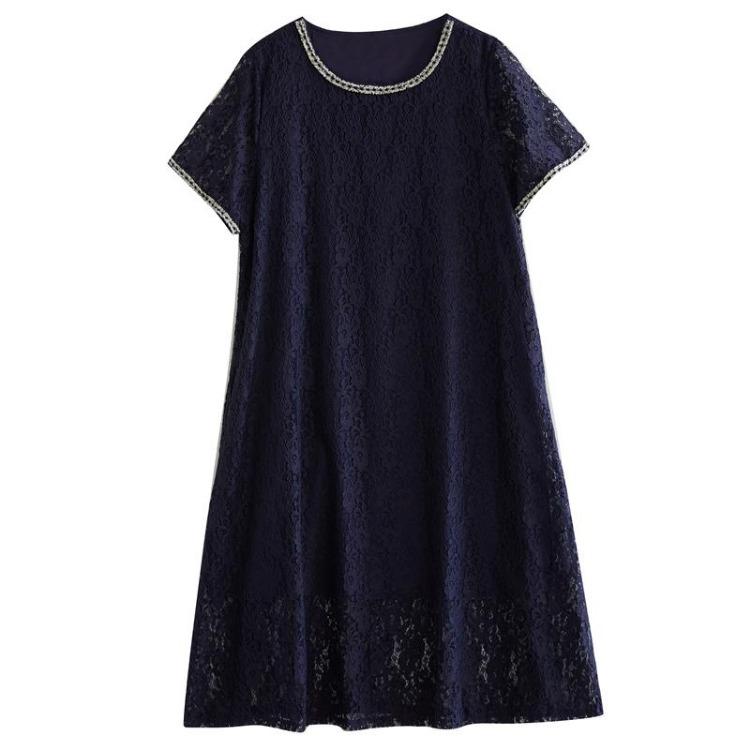 New Summer Loose Long Dress Vintage Floral Lace Casual Basic Dress for Women Plus Size