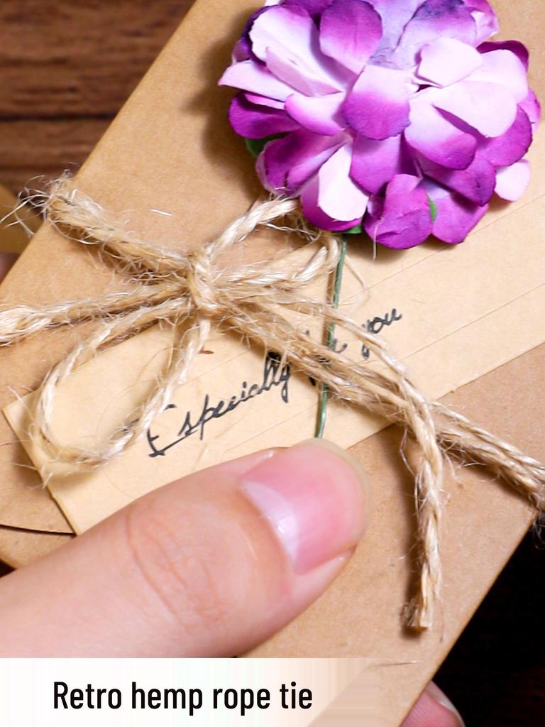 Handcrafted Retro Kraft Dried Flower Greeting Card for Birthdays & Father's Day