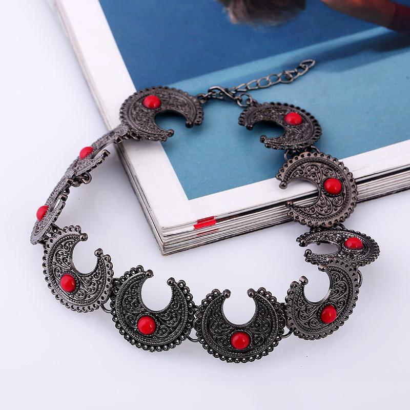 Bohemian Style Necklace Alloy Geometric Artificial Turquoise Jewelry For Casual And Gift Use