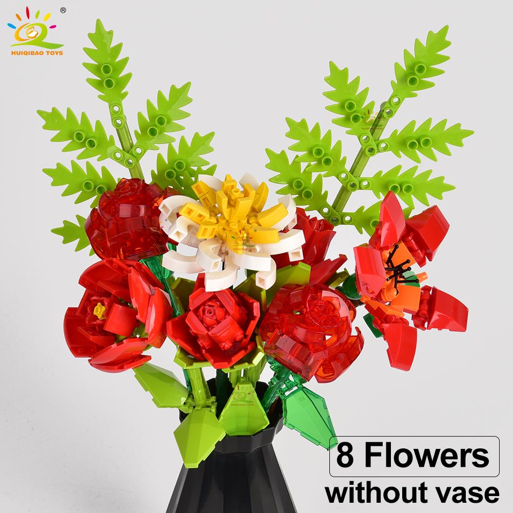 Non-Toxic Moc Flower Model Building Block Set Diy Eternal Bouquet Bricks Kit Toy For Children Home Desk Decoration Xmas Gift