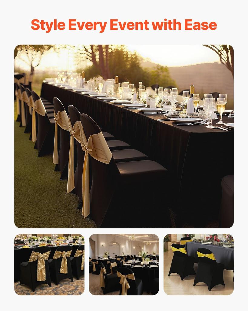 30 Pcs Black Chair Covers, Polyester Spandex Chair Cover, Stretch Slipcovers for Wedding Party Dining Banquet Flat-Front Chair Covers, Fits Chair