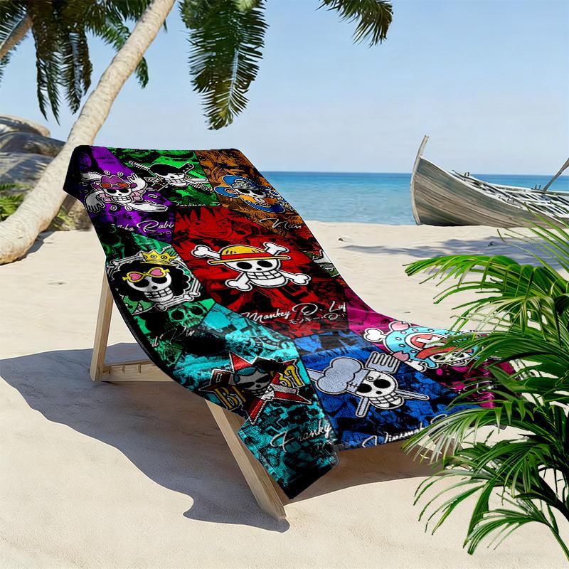 Anime Pirate Adventure Print Beach Towel, Large Soft Quick Dry Towel for Beach Camping Swimming