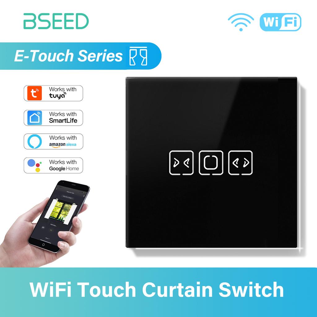 BSEED WIFI Curtain Switch Smart Tuya Touch Switch Wireless Control Curtain Wall Switch Google Alexa Home Smart Life APP E Series