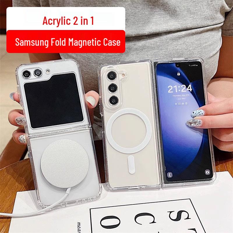 Samsung Z Flip6 MagSafe-Compatible Transparent Drop-Proof Case for ZFold3/4