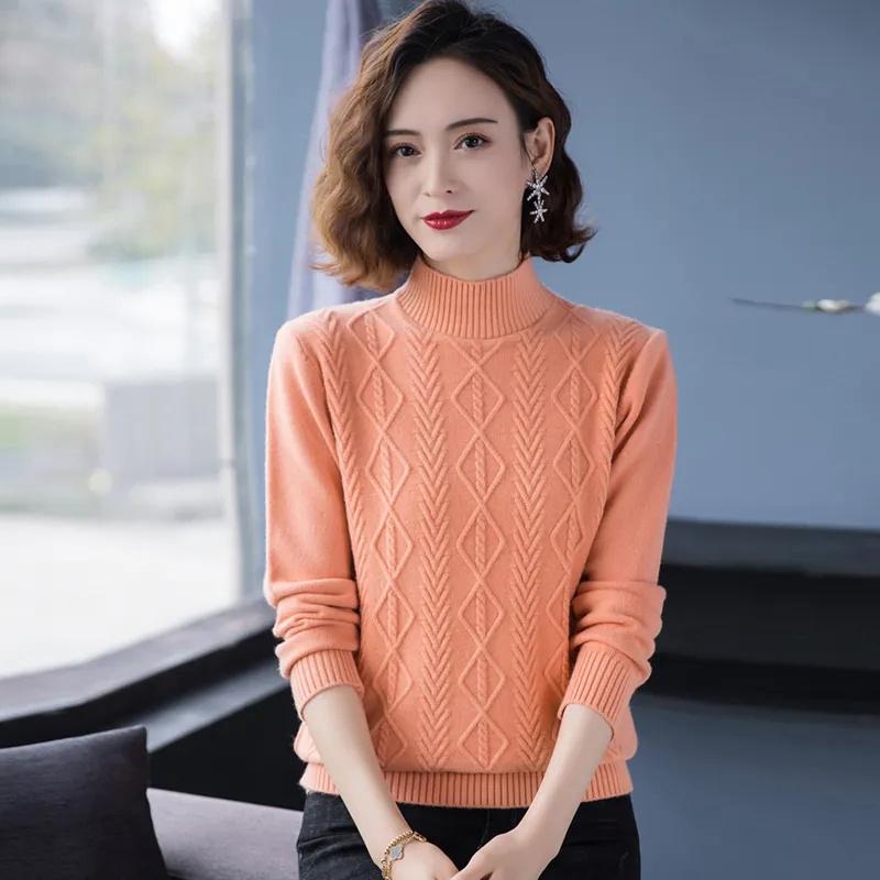 Fashion Women Turtleneck Sweater Autumn Winter Long Sleeve Pullovers Office Ladies Clothing Soft Knitted Jumpers  Pull Female