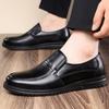 Men's Genuine Leather Slip-On Casual Shoes for Middle-Aged and Elderly; Soft Sole, Non-Slip, Top Layer Cowhide.