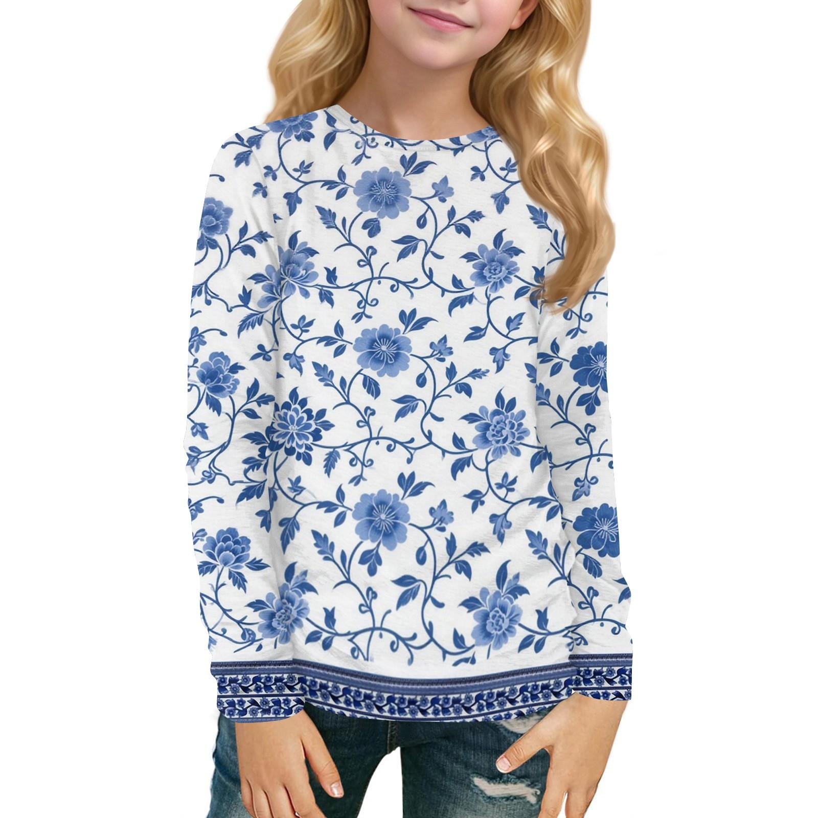 

Детский топ с длинным рукавом, круглым вырезом, с принтом, повседневный 120