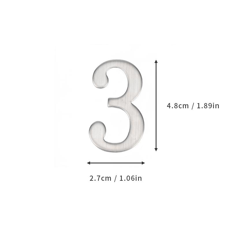 Aluminum Alloy Door Number with Backing Adhesive 5*3cm Silver House Number Apartment Door Number for Outdoor Hotel Home Mailbox
