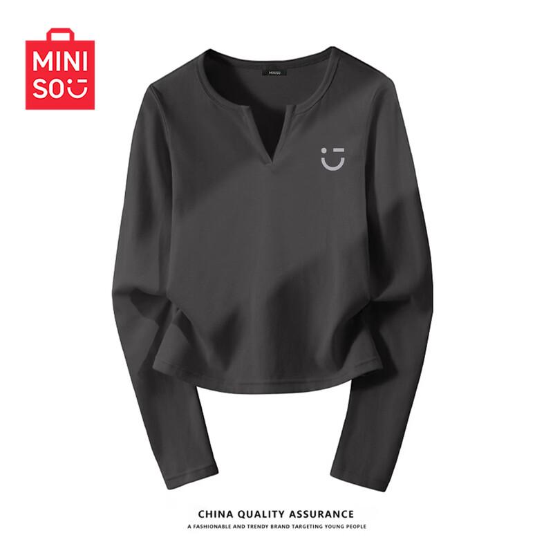 MINISO Women s V-Neck Long-Sleeve T-Shirt XL