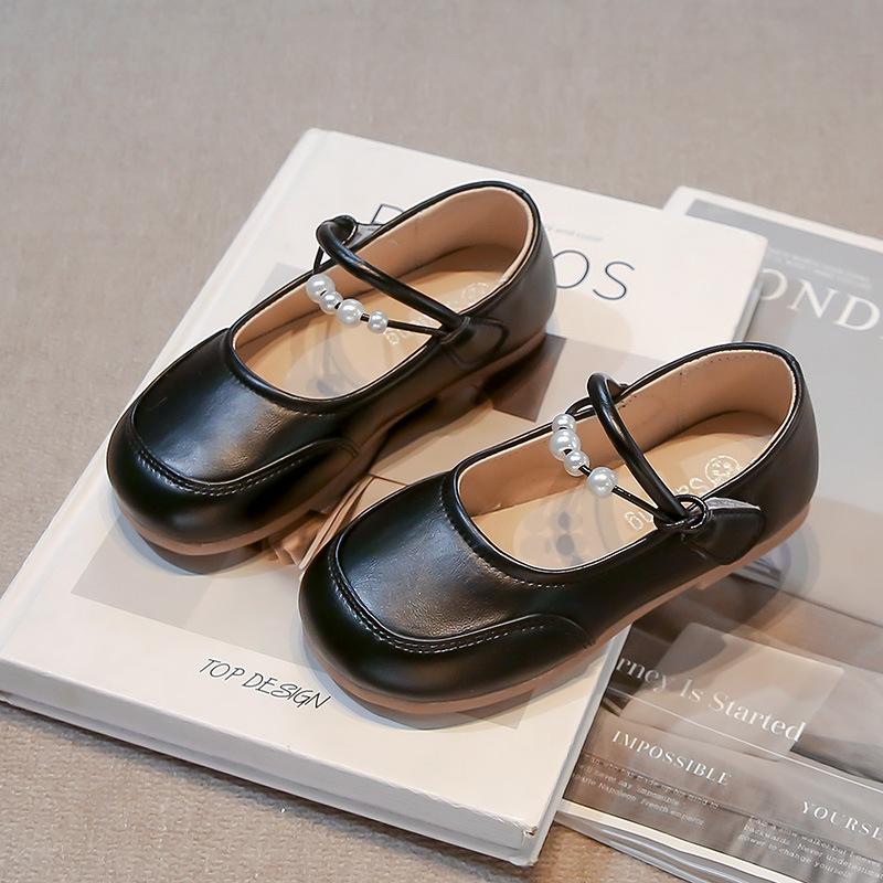 Girls Leather Shoes Soild Color Toes Capped Anti-kicked Kids Flats Non-slip Soft Sole 2025 New Girls Dance Shoes Sweet Matte