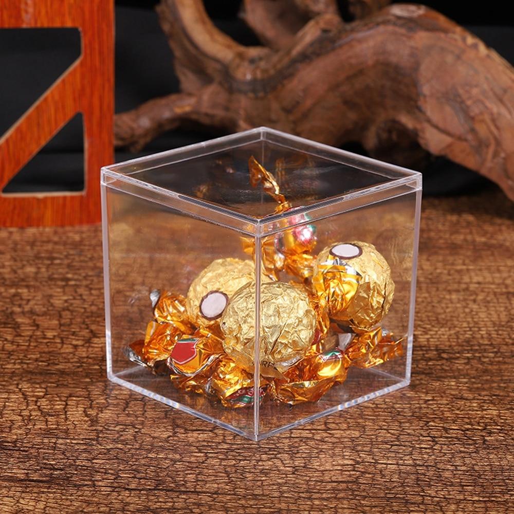 Square Cube 4pcs Clear Acrylic Storage Boxes Organizer Containers