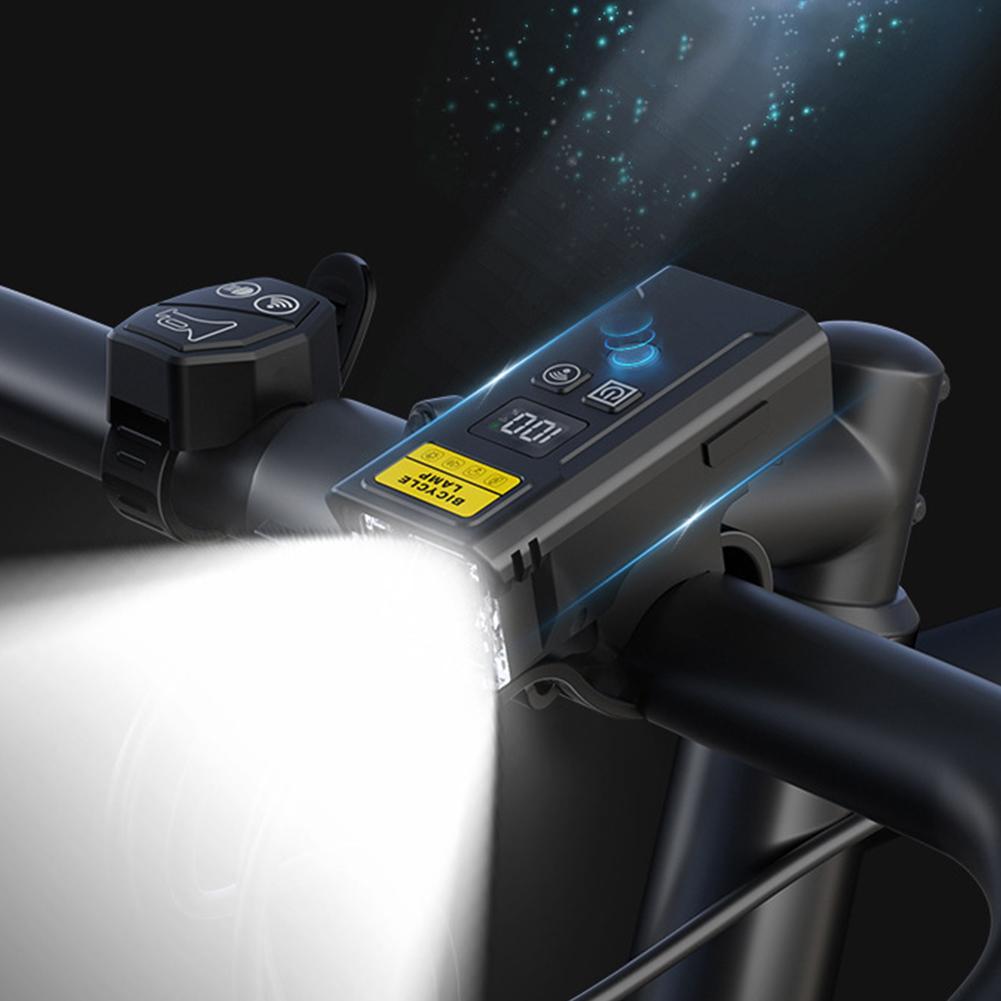 Smart Light Sensor Bicycle Front Lamp with Horn Remote Control Rechargeable Lamp Bike Handlebar Flashlight Rechargeable Lighting