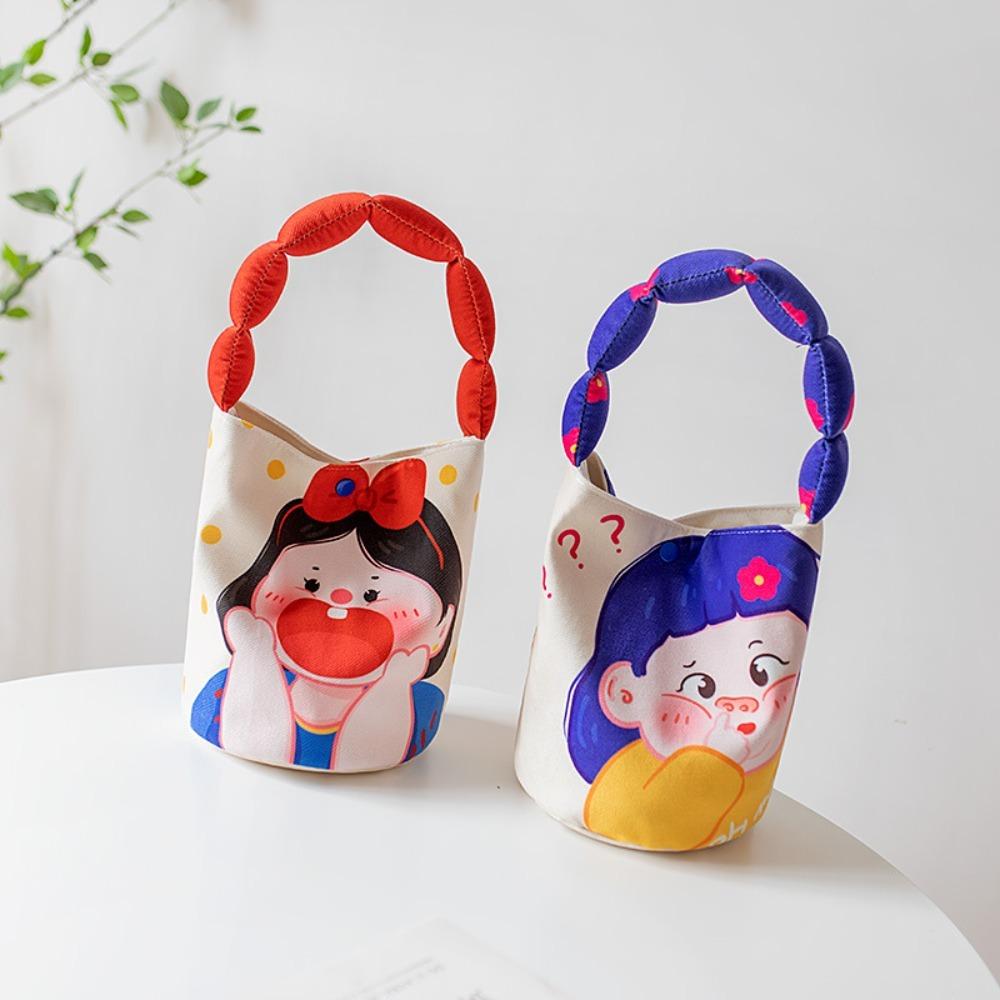 

Dacron Cartoon Printing Handbag Soft Lunch Bag Fashion Snap Handbags