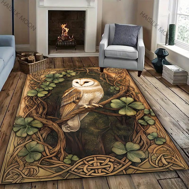 1PC Dark Style Owl Printed Carpet New Release! Rug for Living Rooms Bedrooms, Office Areas, Durable Machines Washable Mat Gifts