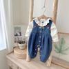 Spring & Autumn Baby Denim Jumpsuit Set - Casual 2-Piece Romper & Overalls for Girls