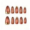 30pcs Gold Foil Cat Eye Almond 3D Bow French Nail Art Set
