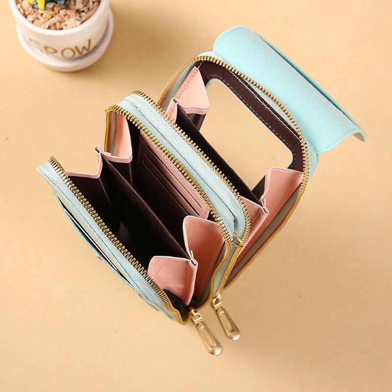 Direct sales touch screen mobile phone bag female messenger bag Korean version mobile phone bag multi-function key zipper change bag vertical