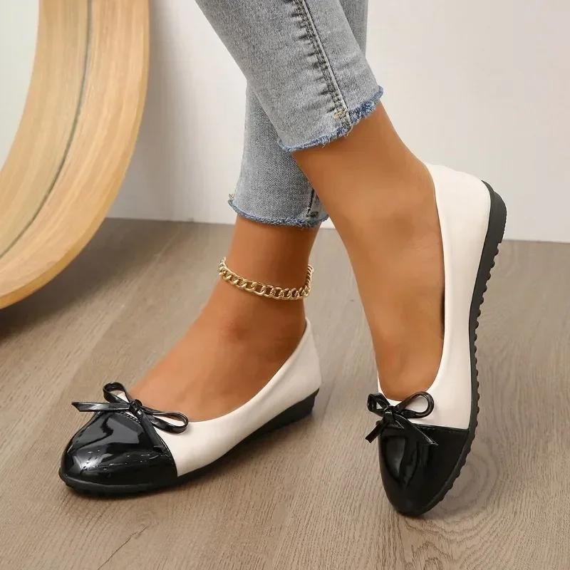 Bow Design Women Flats Spring Women Shoes Shallow Mouth Loafers Designer Oxford Shoes New Fashion Casual Ballet Soft Sole Shoes
