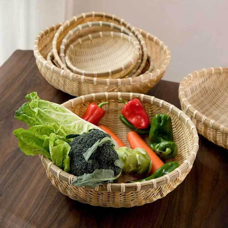 Bamboo Farmhouse Winnowing Basket & Sifter for Drying, Washing, and Steamed Buns