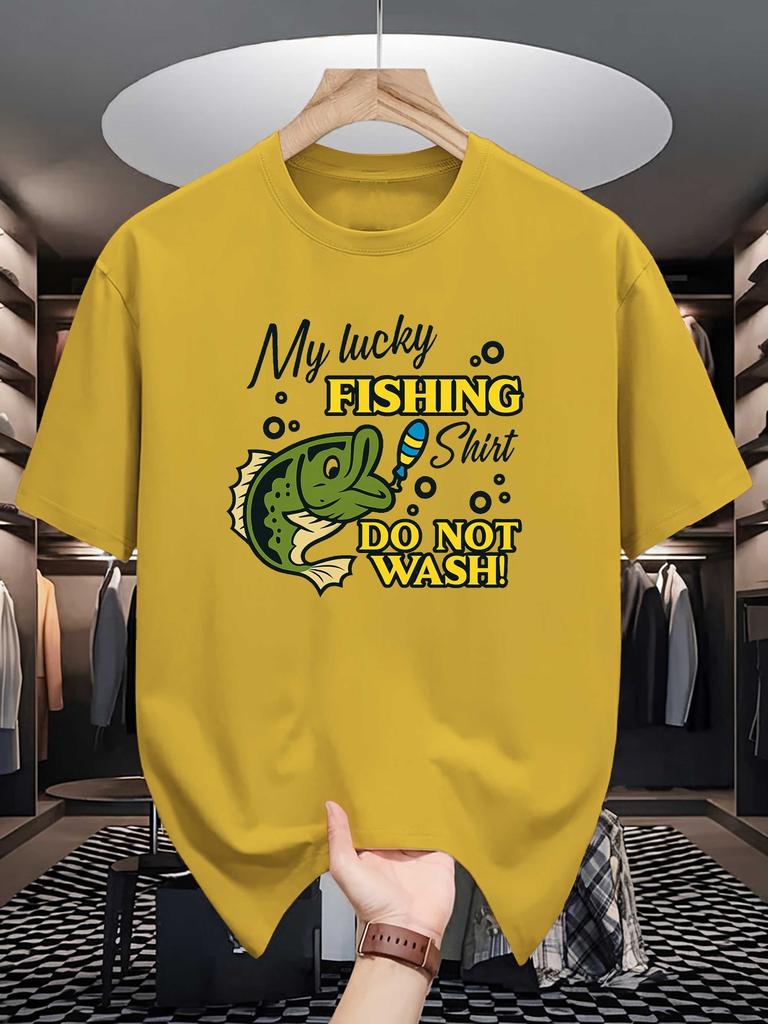 2026 Unisex Short Sleeve T Shirt My Lucky Fishing Funny Bass Fish Graphic Tees Loose Fit Casual Unisexs Top For Angler Street Wear