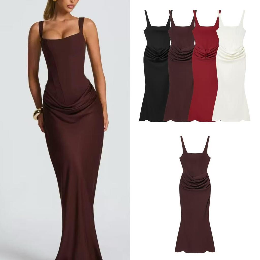 Spaghetti Strap Lace-up Waist-cinching Bodycon Dress for Women