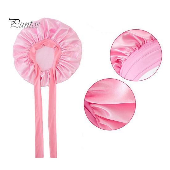 Women Nightcap Satin with Adjustable Elastic Tie Band Hair Protection Bathing Makeup Exercise Hat Sleeping Bonnet Night Sleep Shower Cap