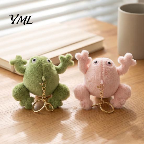 Cute Gift for Frog Lovers Plush Keychain, Soft Stuffed Animal Pendant with Raised Paw, Cartoon Small Plushie Bag Charm Backpack, Mini Doll Kids Adults