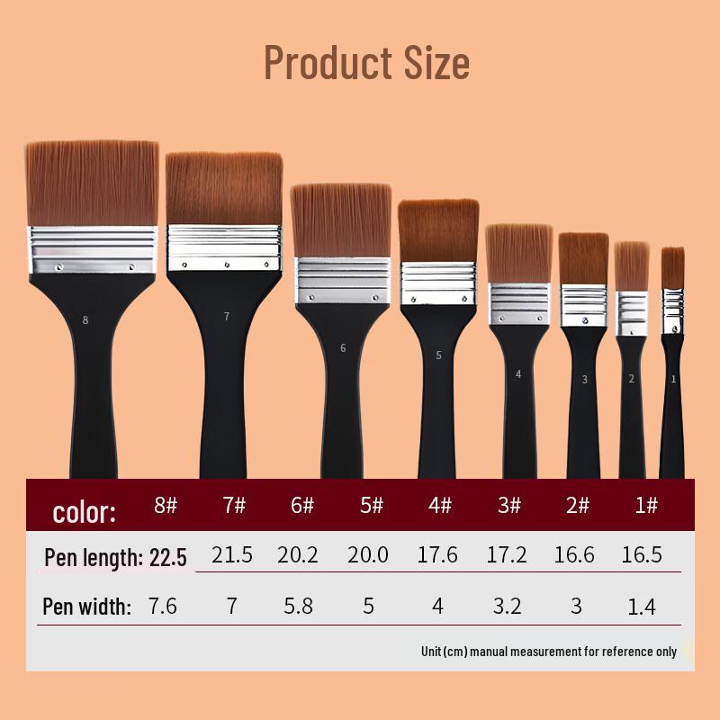 Meibang Qifu Nylon Flat Brushes for Art Painting Size 2