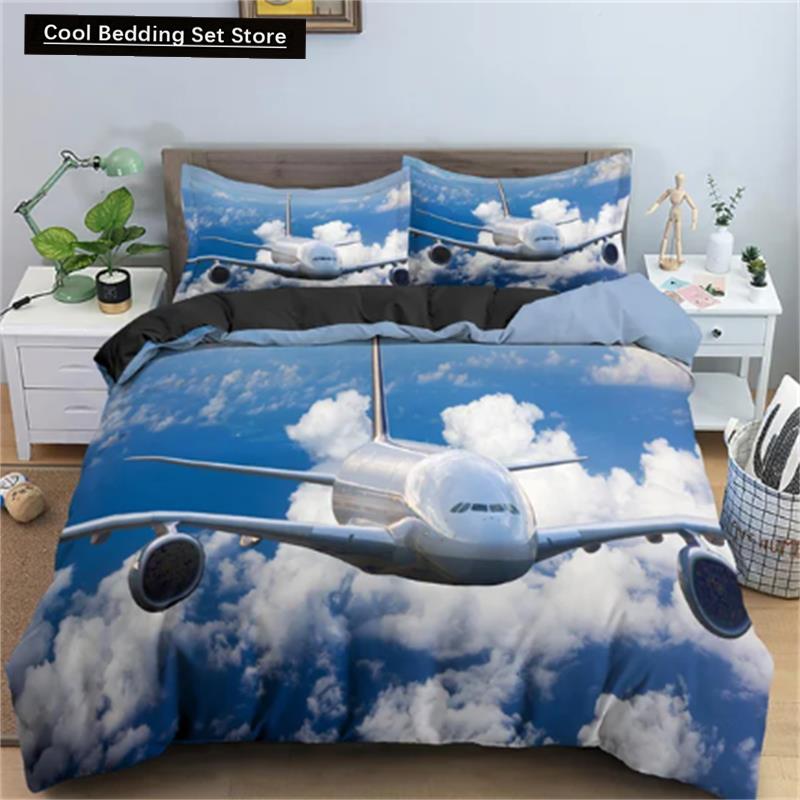 3D Airplane Printed Bedding Set Kids Adults 2/3pcs Duvet Cover With Pillowcase Comforter Bedding Quilt Cover Luxury Bedding Set