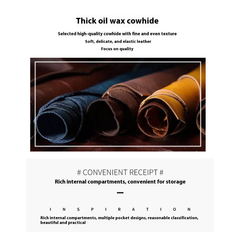 Leather Women's Bag Oil Wax Cowhide Backpack Women's Retro Versatile British College Wind Large Capacity Backpack