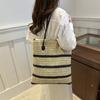 Summer Woven Tote Bag With Zipper Closure For Casual Daily Use