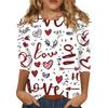 Women's Fashionable Casual Three,quarter Sleeve Heart,shaped Printed Round,neck Top