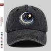 Celestial Moon Stars Baseball Cap Washed Denim Trucker Hat Adjustable Unisex Street Style Outdoor Cap