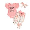 Infant Girl Romper Top Pants And Headband Three Piece Set Summer Baby Clothing Set