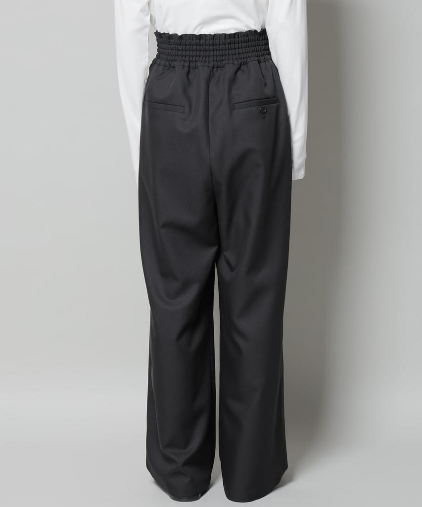 Nano Universe Wide Leg Pants with Elastic Waist Size F Women's Shirring, 040, Beige, 673-5227313