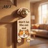 Anti Lost Pet Door Plaque Cat Warning Handle Sign, Wooden Cartoon Hanging Reminder, Safety Tag Knob Hanger, for Bedroom And Entryway Doors Decorative