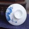 Premium Weißes Porzellan Gaiwan Set 160ml - Blau & Weiß Keramik Gongfu Teeschale, Sancai Gedeckter Becher, Chinesische Teezeremonie