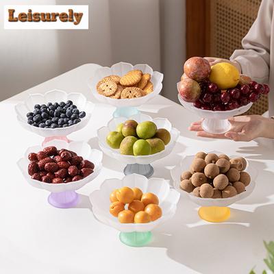 Kreative Lotusblatt Glas Obstschale Chinesische Mattierte Dim Sum Schale Tablett Hoher Fuß Dessert Süßigkeitenschale Vorspeisen Servierplatte