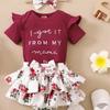 Nuovo Outfit Estivo Stile Fatina Abbigliamento per Bambini Tuta con Pantaloncini Set Abbigliamento Estivo Floreale Dolce Piccola Principessa