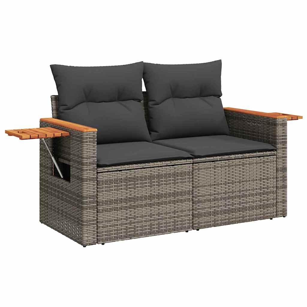 Garden Sofa Set 14 Pieces 10 Seater Gray Poly Rattan