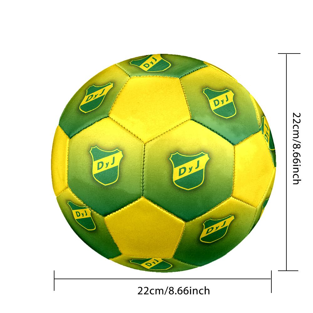 Defensa y Justicia Indoor Soccer Ball Colorful All Ages Size 5 Machine Stitched PVC Competition Ready Durable High-Bounce