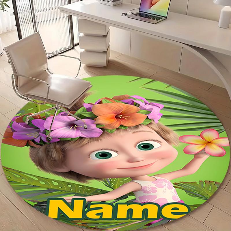 Personalized M-Masha and the Bear Round Chair Office Rug - Perfect for Mat, Office Chair & More - Ideal Gift for Birthdays and Holidays